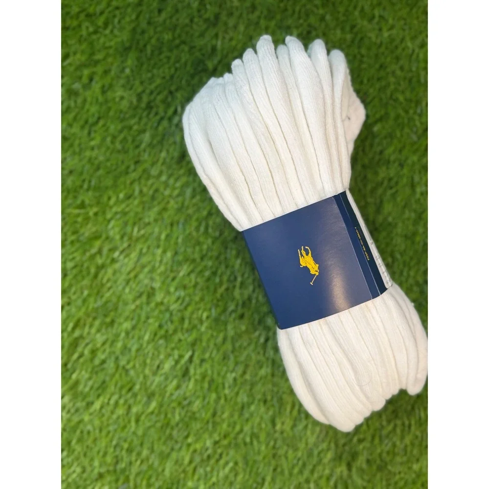 Polo Ralph Lauren 6 Pack White Classic Sport Ankle Socks Navy Pony Logo NEW